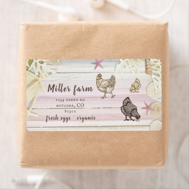 Coastal Plank Wood Rustic Skript Eierkarton Etiket (Insitu)