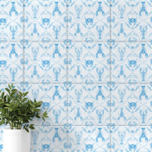 Coastal Preppy Lobster and Crabs in Light Blue
