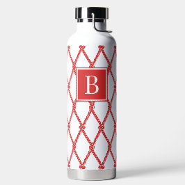 Coastal Preppy Nautical Monogram - Red & White Trinkflasche