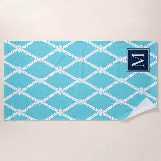 Coastal Preppy Nautical Monogram  – Turq & Navy Strandtuch