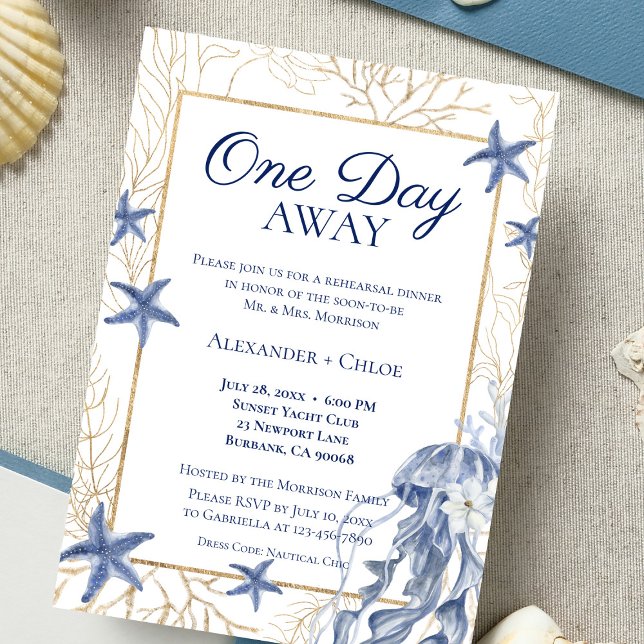 Coastal Rehearsal Dinner Invitation (Coastal Wedding Rehearsal Dinner Invitation)