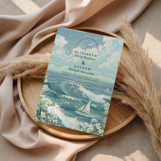 Coastal Sailboat Ocean Wedding Einladung (Von Creator hochgeladen)
