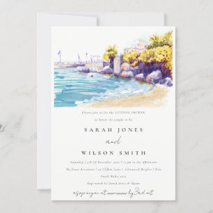 Coastal Sand Beach Rocky Seascape Paare Dusche Einladung