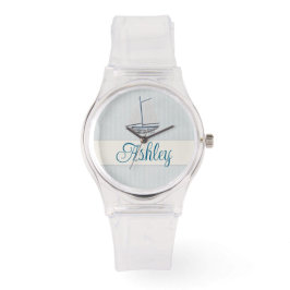 Coastal Scrapbook Sailboat Armbanduhr