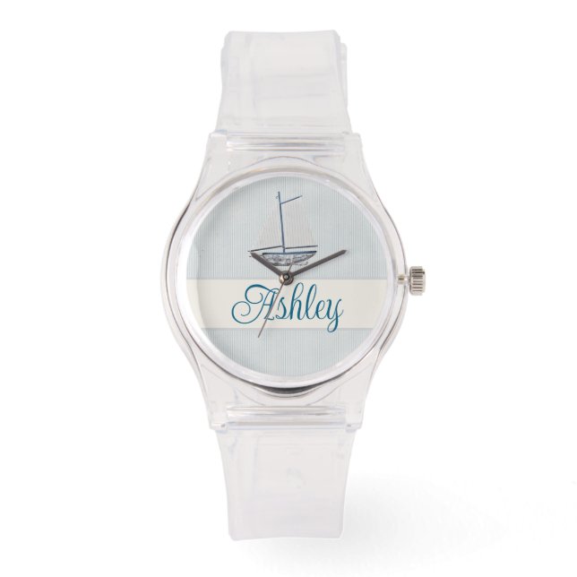 Coastal Scrapbook Sailboat Armbanduhr (Vorderseite)