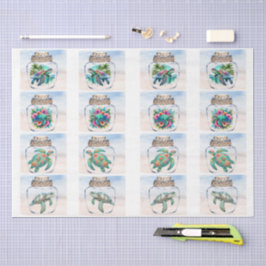 Coastal Sea Turtles in a Jar Decoupage Seidenpapier