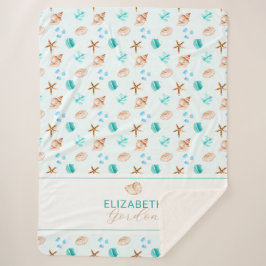 Coastal Seashell Beach House Decor Monogram Sherpadecke
