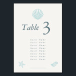 Coastal Seashell Elegant Wedding Tischnummer<br><div class="desc">Elegant Minimalistic Script Wedding Table Number. Discover the whole collection for a coordinate wedding theme. Dm for advise or personalization</div>