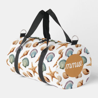 Coastal Seashell Monogram Gym & Travel Bag Duffle Bag