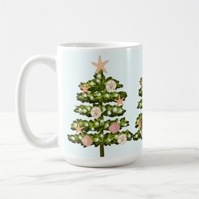Coastal Seashell Weihnachtsbaum Kaffeetasse (Links)