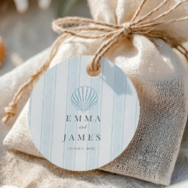 Coastal Seashell White Blue Wedding Geschenkanhänger