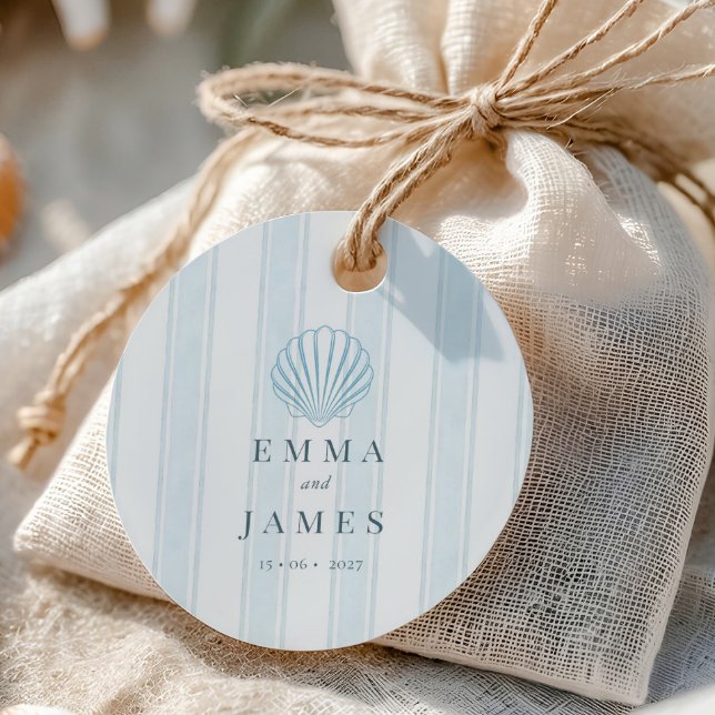 Coastal Seashell White Blue Wedding  Geschenkanhänger (Von Creator hochgeladen)