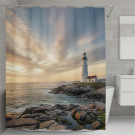 Coastal Serenity Lighthouse Shower Curtain Duschvorhang