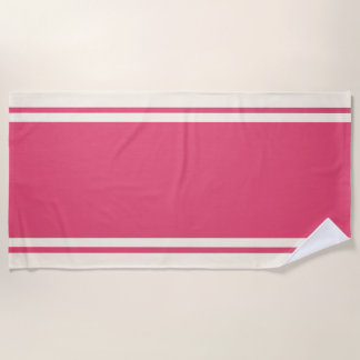 Coastal Stripe Beach Towel - Raspberry & Cream Strandtuch