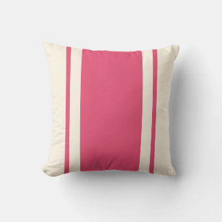Coastal Stripe Throw Pillow – Raspberry & Cream Kissen