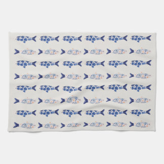 Coastal Style Blue Fish Pattern Shower Curtain Geschirrtuch