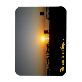 Coastal Summer Sunset Silhouette Magnet
