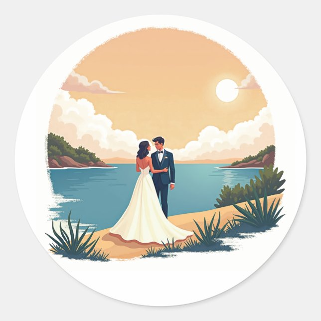 Coastal Sunset Romance Sticker (Vorderseite)