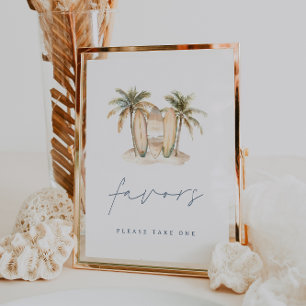 Coastal Surf Thema Kinderdusche Favoriten Schild