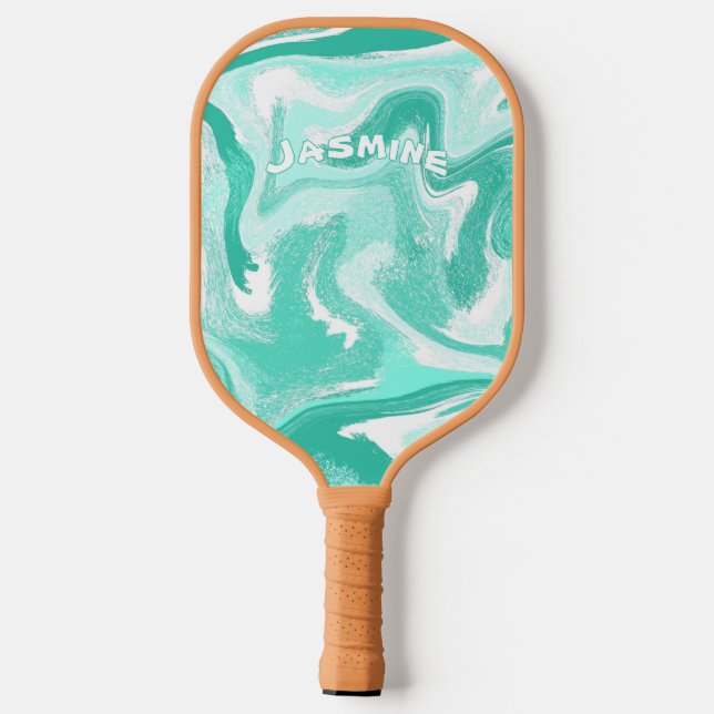 Coastal Teal and White Pickleball Paddle (Rückseite)