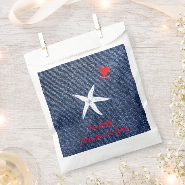 Coastal Thema Valentine's Day Red Heart & Starfish Geschenktütchen (Ausgeschnitten)