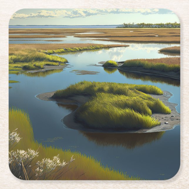 Coastal Tranquility Rechteckiger Pappuntersetzer (Vorderseite)