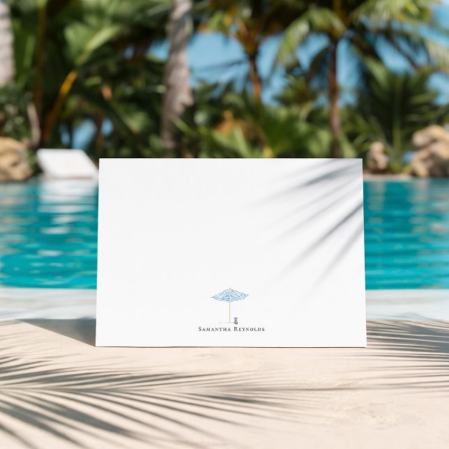 Coastal Umbrella Dog Minimal Monogram Mitteilungskarte (Von Creator hochgeladen)