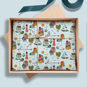 Coastal Village Blue Baby Dusche Party Seidenpapier