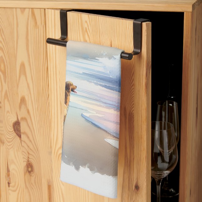 Coastal Walk to Lighthouse at Sunset Geschirrtuch (Drittel gefaltet)