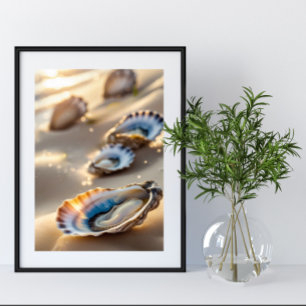 Coastal Wall Art Austern Muscheln auf dem Shore Po Poster