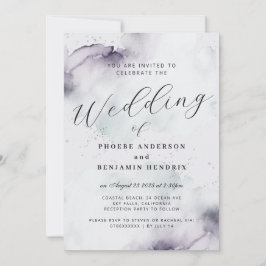 Coastal Watercolor Blauer Elegante Hochzeit Einladung