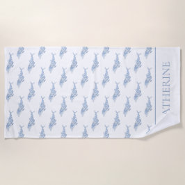 Coastal Watercolor Blue Polka Dot Dolphin Strandtuch