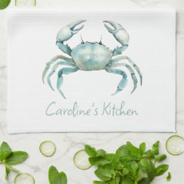 Coastal Watercolor Crab Personalized Geschirrtuch