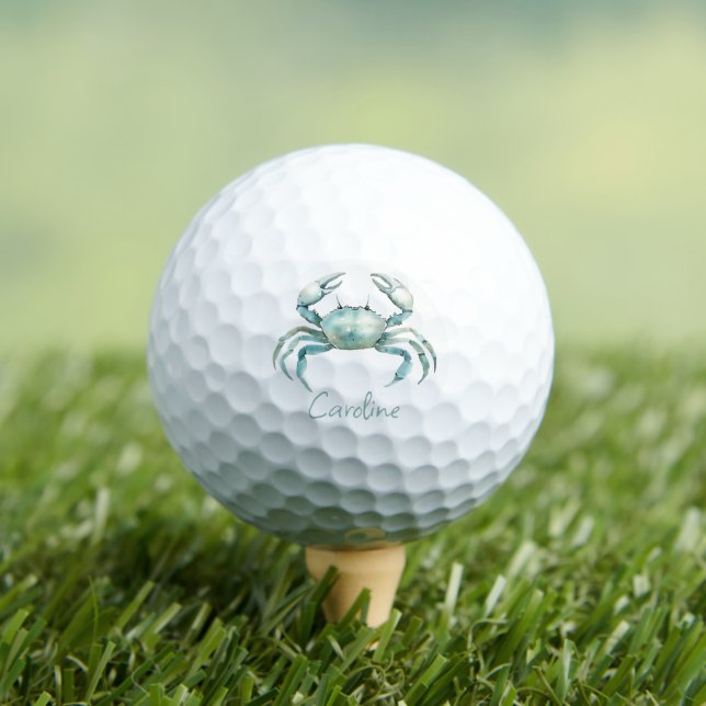 Coastal Watercolor Crab Personalized Golfball (Insitu T-Shirt)
