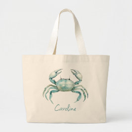 Coastal Watercolor Crab Personalized Jumbo Stoffbeutel