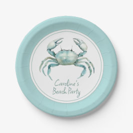 Coastal Watercolor Crab Personalized Pappteller
