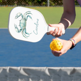 Coastal Watercolor Crab Personalized Pickleball Schläger