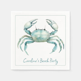 Coastal Watercolor Crab Personalized Serviette