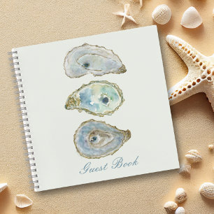 Coastal Watercolor Oyster Guest Book Notizbuch