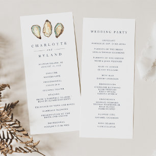 Coastal Watercolor Oyster Wedding Programm