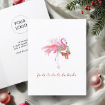 Coastal Watercolor Pink Flamingo Beach Weihnachten<br><div class="desc">Feiern Sie Weihnachten 2024 mit einer Touch der Tropen! Diese gefaltete Weihnachtskarte mit Logo zeigt einen bezaubernden Aquarellpinken Flamingo mit festlichem Kranz und Bogen. Mit dem spielerischen Gruß "Fa-la-la-la-lorida" in der modernen Pinselschrift bringt es einen einzigartigen Florida Flair in die Urlaubssaison. Im Inneren befindet sich ein fett beerroter Hintergrund mit...</div>