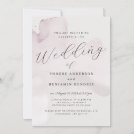 Coastal Watercolor Rosa Elegante Hochzeit Einladung