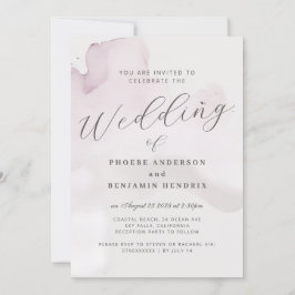 Coastal Watercolor Rosa Elegante Hochzeit Einladung