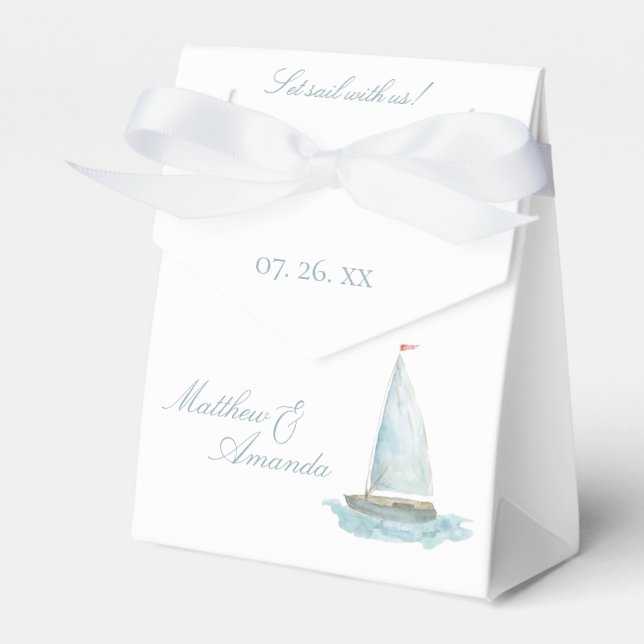 Coastal Watercolor Sailboat  Geschenkschachtel (Vorderseite)