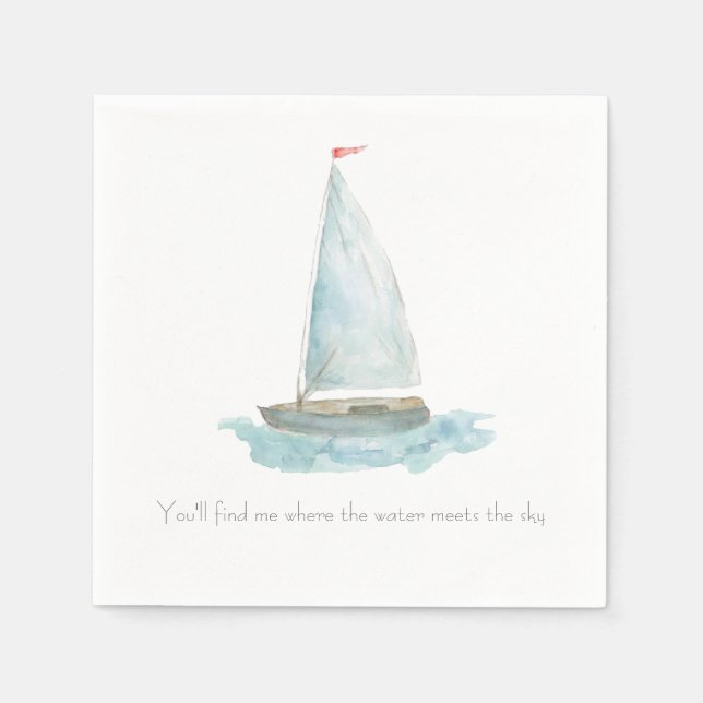 Coastal Watercolor Sailboat  Serviette (Vorderseite)
