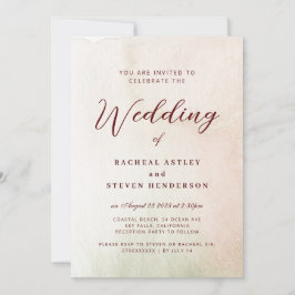 Coastal Watercolor Sepia Elegante Hochzeit Einladung