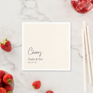 Coastal Wedding Cocktail Napkin Bride & Groom Name Serviette