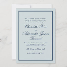 Coastal Wedding Dusty Blue Classic Script Einladung