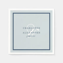 Coastal Wedding Dusty Blue Monogram Napkin