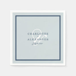 Coastal Wedding Dusty Blue Monogram Napkin Serviette